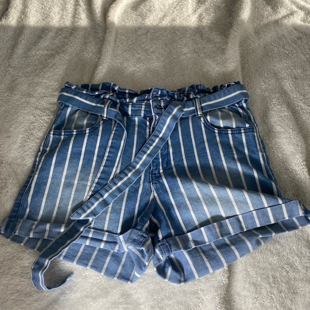 Blue Spice Striped Denim with Button Detail